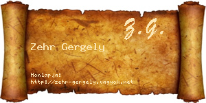 Zehr Gergely névjegykártya